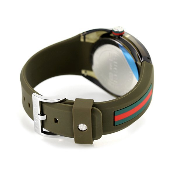 GUCCI YA137106 古馳 手錶 46mm 卡其綠面盤 卡其綠橡膠錶帶 男錶 女錶