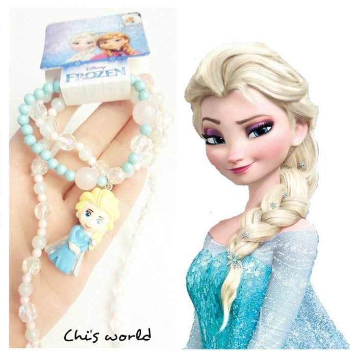 Chi's world~Disney迪士尼公主系列 冰雪奇緣艾莎公主小美人魚愛麗兒小公主蘇菲亞 手鏈項鏈組合 飾品套裝