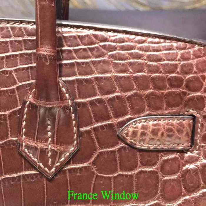 France Window 愛瑪仕 柏金包 Hermes cc45 巧克力 霧面兩點 鱷魚皮Birkin30cm