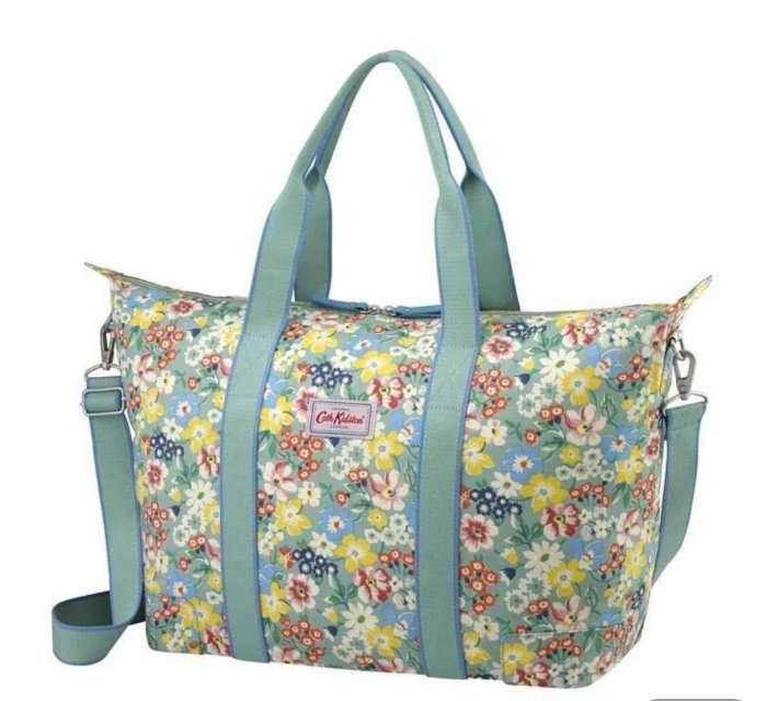 全新cath kidston Portland Flowers/Park Meadow經典摺疊旅行袋 防水手提袋 購物袋拉鍊 帆布 6折2個免運再送原廠文件夾