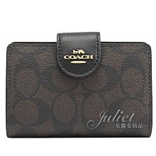 【茱麗葉精品】全新精品 COACH 專櫃商品 C0082 馬車LOGO字母造型零錢中夾.深咖 現貨