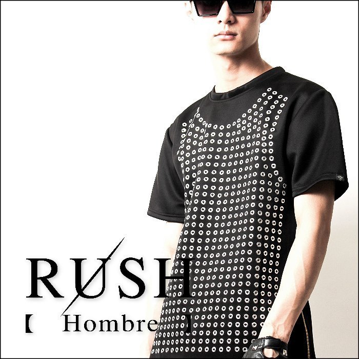 RUSH Hombre (曼谷空運 現貨) 設計師款銀環背心太空棉短袖長版上衣-黑 (男女皆可) (原價780)