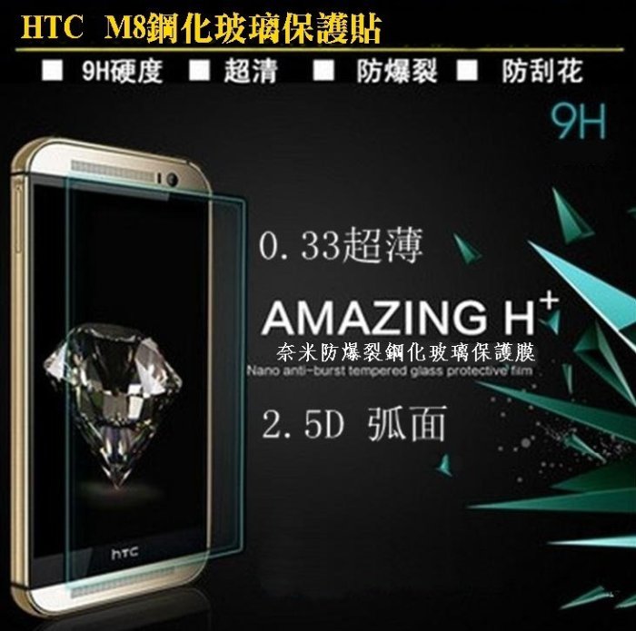 【宅動力】抗藍光9H鋼化玻璃保護貼宏達電 HTC one M8 專屬鋼化玻璃膜