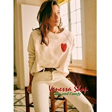 VENESSA~ SZ 新款 法式小眾 減齡撞色紅心印花 寬鬆舒適衛衣T恤上衣 大碼 (V1351)