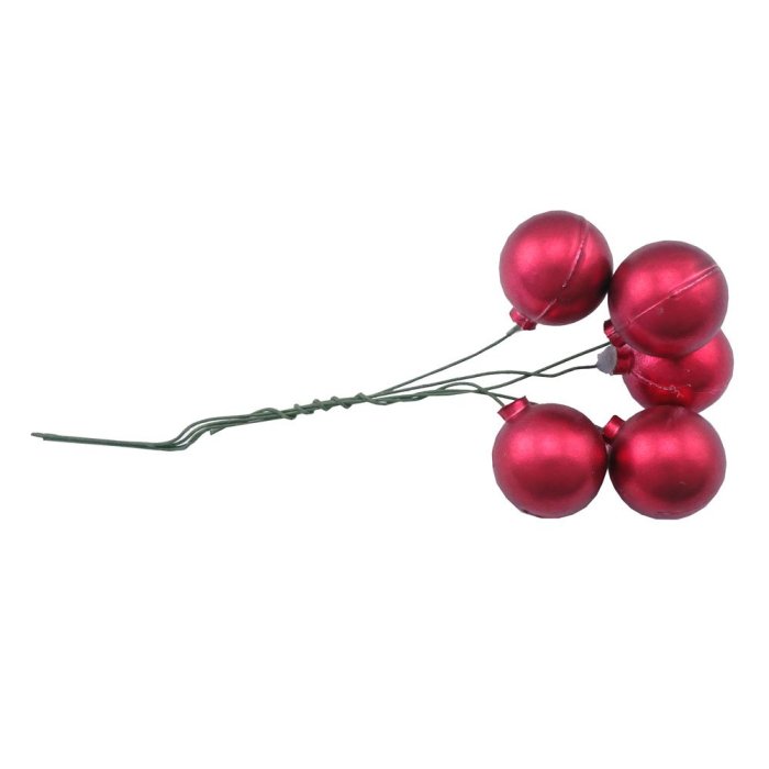 聖誕裝飾球耶誕節佈置 30mm鐵絲球-消光綠/銀/消光紅(5入/束)