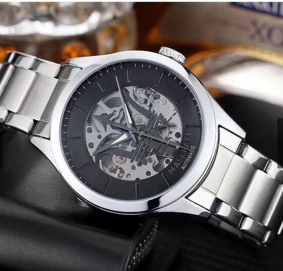 二手全新Maserati 瑪莎拉蒂手錶 總裁款式 男款進口鏤空機械錶 防水手錶