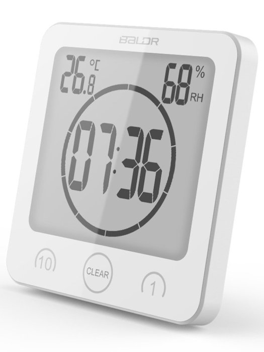 溫濕度計現代浴室鐘防水靜音家用廚房倒計時鐘表衛生間吸盤小掛鐘