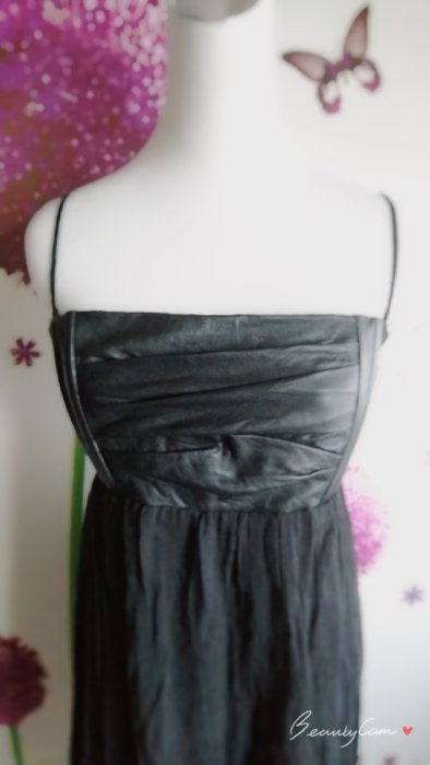 maje 黑色拼接皮革洋裝/連身裙(A24)