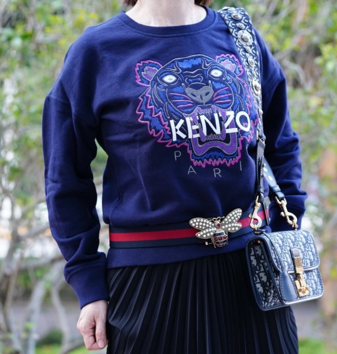 【COCO 精品專賣】Kenzo Tiger cotton sweatshirt 虎頭長袖棉毛 T 深藍/銀字 現貨