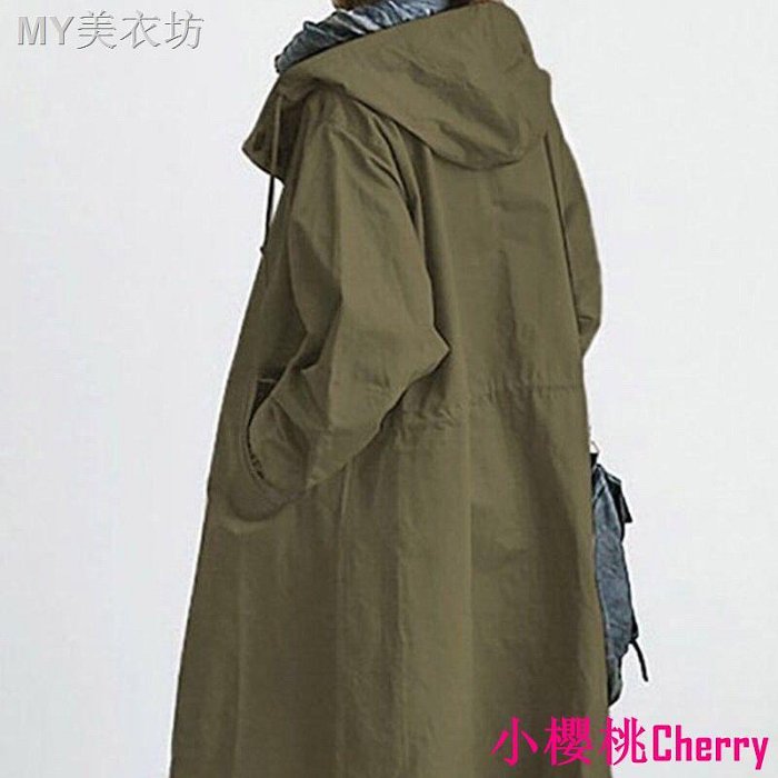 小櫻桃Cherry限時折扣【下殺】XS-5XL 大尺碼外套  連帽風衣8色9碼120公斤中長款外套秋季韓版寬鬆學生胖妹妹加肥