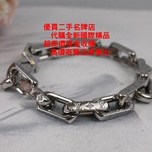 ☆優買二手精品名牌店☆ LV M00309 銀色 LOGO 原花 字紋 老花 不銹鋼 鎖鍊 手鍊 手鏈 可當 掛飾 全新