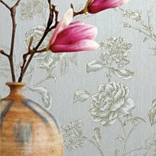 [禾豐窗簾坊]美式古典鄉村風花卉壁紙(4色)/壁紙窗簾裝潢安裝施工