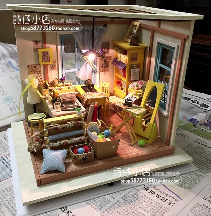 若態DIY小屋手工制作創意小房子藝術屋模型拼裝玩具麗莎裁縫店
