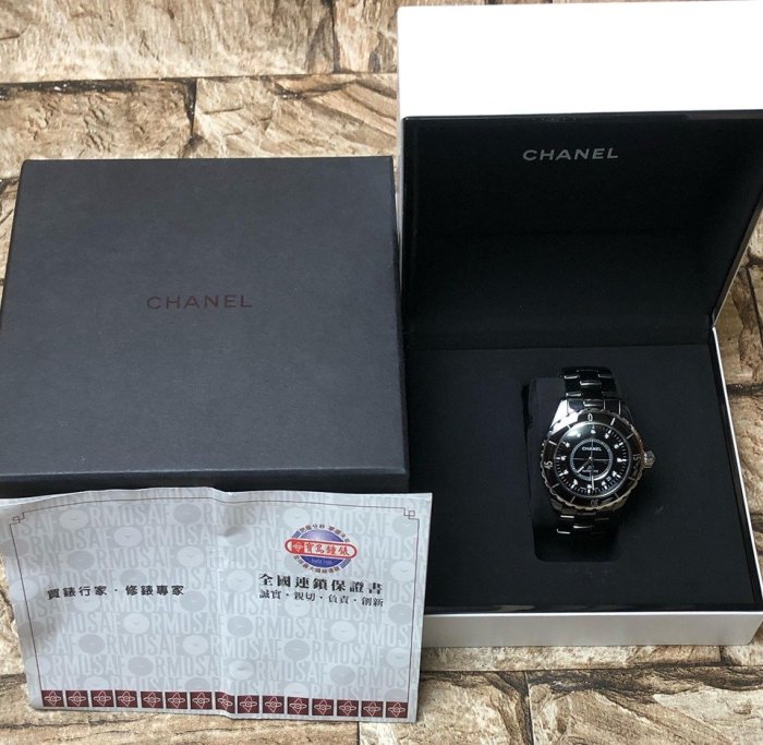 CHANEL 香奈兒 J12 H1626 12鑽 黑色陶瓷自動腕錶 38mm