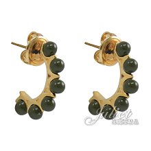 【茱麗葉精品】全新精品 BOTTEGA VENETA 專櫃商品 637070 簡約珠飾造型針式耳環.墨綠/金 現貨
