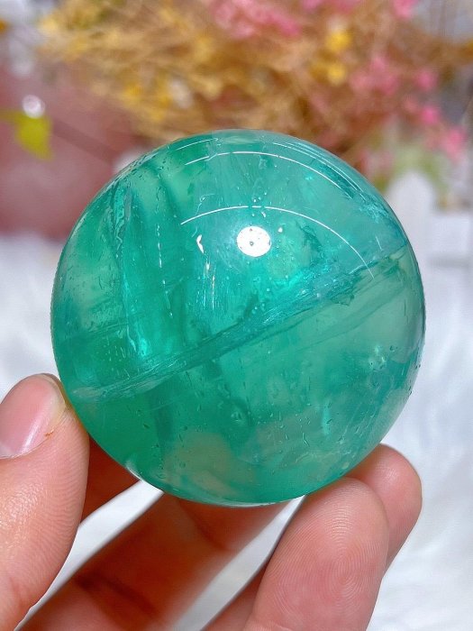 綠色螢石球擺件裝飾品贈底座 水晶 擺件 原石【紫竹齋】2390