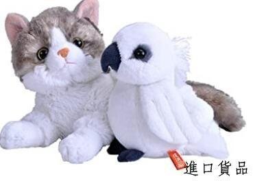 現貨隻     可愛 柔順的 虎斑色小貓咪 白色鸚鵡 動物抱枕玩偶絨毛絨娃娃布偶擺件送禮可開發票