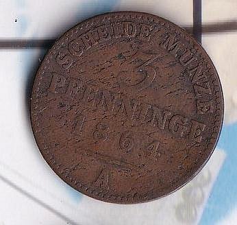 普魯士王國1864年3芬尼銅幣