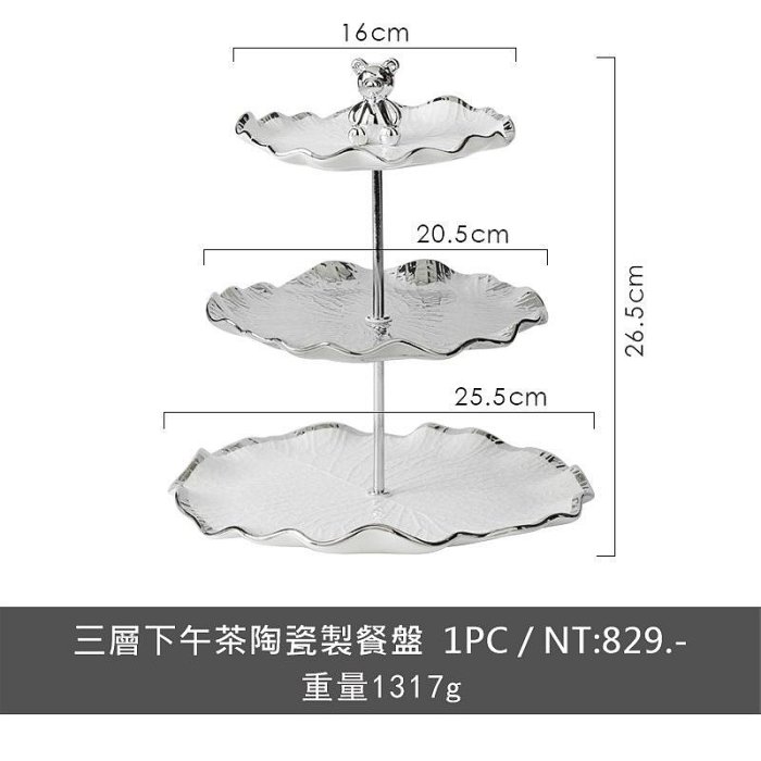 英式輕奢風 浮雕荷葉邊下午茶三層架 質感3層蛋糕架 雙層點心架 質感小熊午茶盤 下午茶水果托盤 餐盤 婚禮佈置 時尚餐具