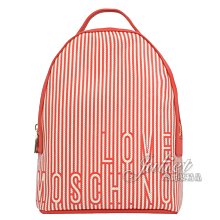 【茱麗葉精品】【全新精品 優惠中】MOSCHINO LOVE MOSCHINO 線條LOGO帆布拼接後背包.紅白 現貨