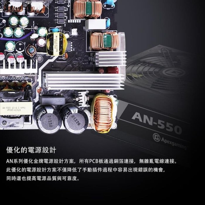 米特3C數位–美商艾湃 Apexgaming AN-550 550W/金牌/電源供應器/七年保