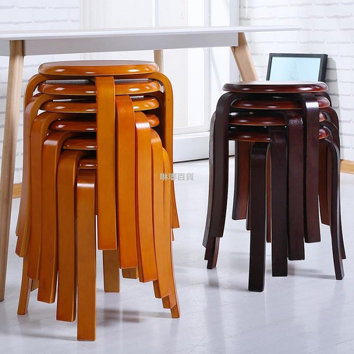 久茂多層實木圓凳子實木登子創意成人小凳家用凳子餐桌凳曲木矮凳-琳瑯百貨