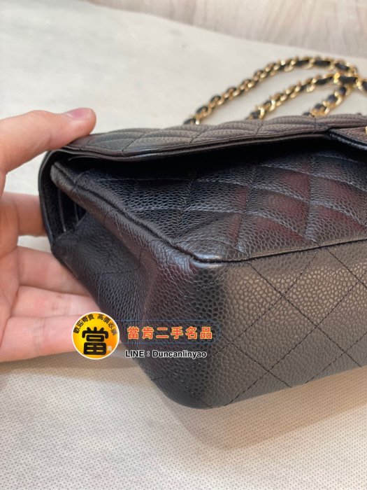 《當肯二手名品》CHANEL 黑色 荔枝皮 金鍊 25cm CF COCO包 口蓋包 肩背包 VINTAGE ㊣