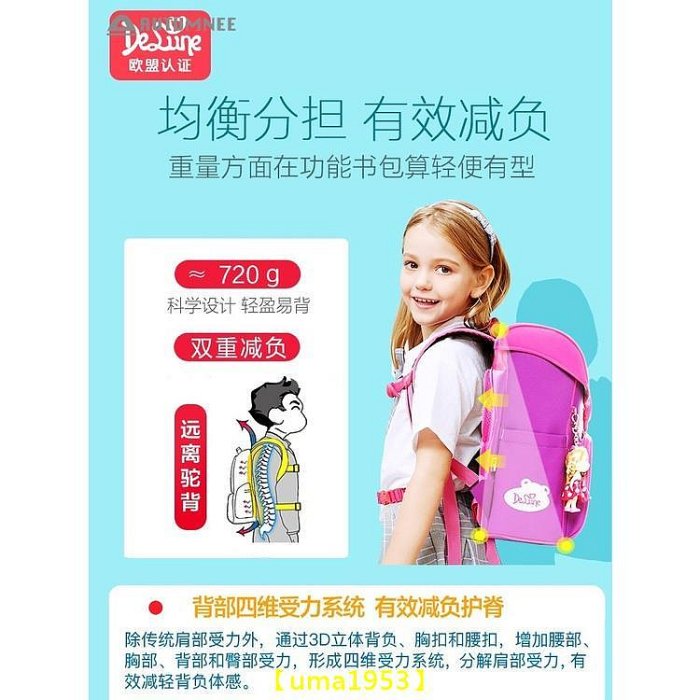 小滿俄羅斯Delune新款小學生1-6年級書包男款女孩兒童包包減負護脊雙肩背包-滿599免運 巴卡巴卡