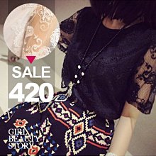 超哥小舖【E4002】蕾絲短袖上衣+復古花紋短裙 套裝