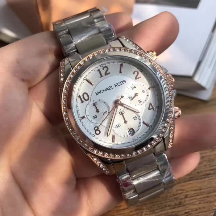 Michael Kors MK手錶手環三件套裝女士手錶時尚三眼復古鑲鑽女錶MK5459