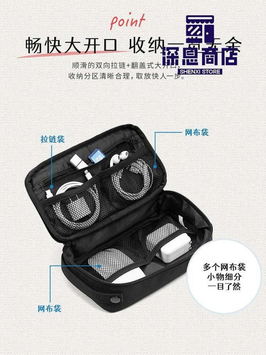 日本SANWA旅行收納包便攜數據線充電器數碼大容量整理袋手【深息商店】