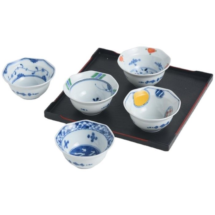 波佐見燒進口染錦日式陶瓷家用小燉湯盅燒烤小調料碗商用套裝禮盒