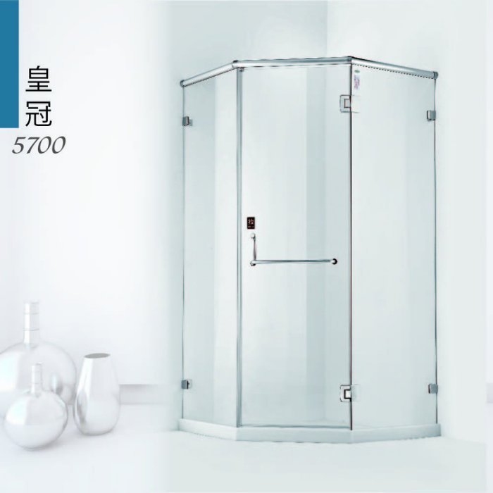 承豐~ITAI/一太/無框淋浴拉門-皇冠5700 150CM內 (高度200CM) 單開門+左右固定面 透明強化玻璃