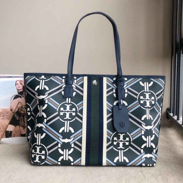 小鹿美國代購 Tory Burch 74659 新款經典設計 品牌獨特印花 提花購物袋 附購証