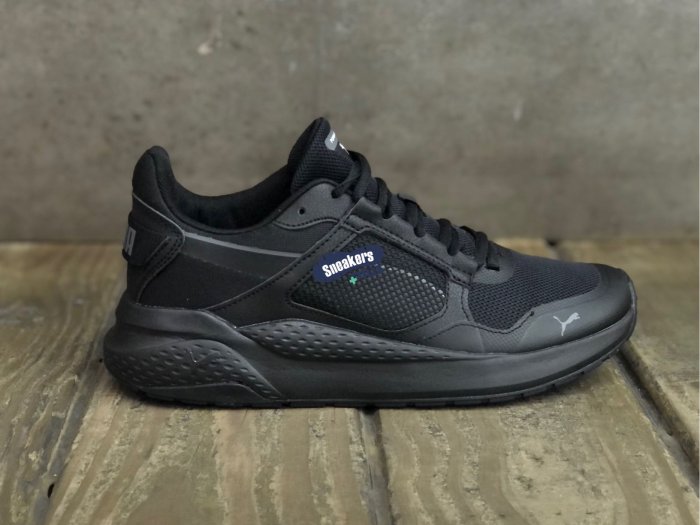 男女 PUMA  Anzarun Grid 網布 皮革 運動 休閒鞋 全黑 368865-01