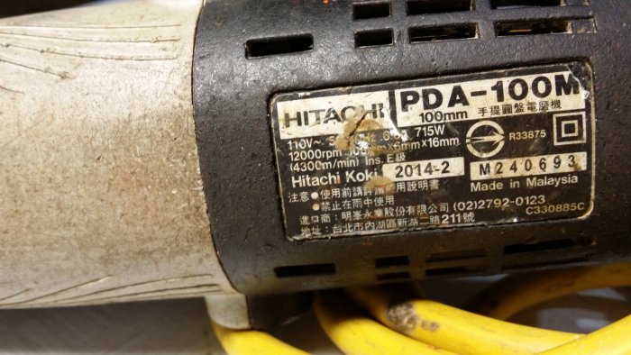 ((拍賣就是要撿便宜))二手商品---HITACHI-曰立PDA-100M砂輪機附板手