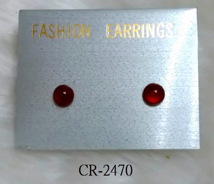 CR-2470 紅瑪瑙圓型(6MM)+鍍K白耳針