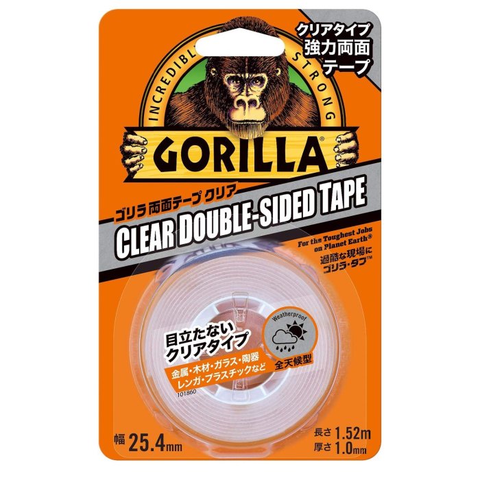 日本 Gorilla Glue 大猩猩強力雙面膠 1.52m 防水 無痕貼 透明膠帶 超黏 神奇萬用膠帶 固定膠帶 隱形