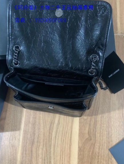 《阿玲姐》正品二手 YSL SAINT LAURENT NIKI 小號 22CM 黑色黑鏈 單肩斜跨包 郵差包 流浪包