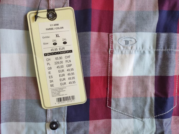 男精品區-歐美出口外銷高質感品質純棉短袖襯衫-TOM TAILOR品牌紅白藍格紋-XL號 限量一件 大尺碼