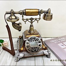 歐式古典電話 方形古銅色電話 裂紋玻璃古董電話 復古電話 桌上型電話 波麗製電話 室內電話 仿古電話【歐舍傢居】