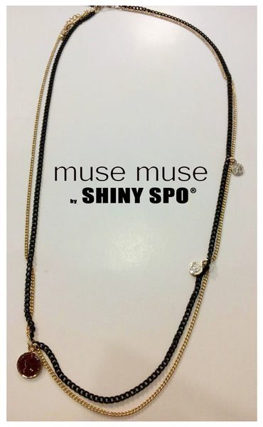 .SHiNY SPO.獨家代理日本VIVI品牌muse muse復古簡約波西米亞風金幣吊飾雙色雙環秀氣細項鍊