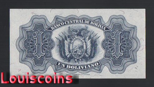 【Louis Coins】B1931-BOLIVIA-1951-52玻利維亞紙幣-1 Bolivianos