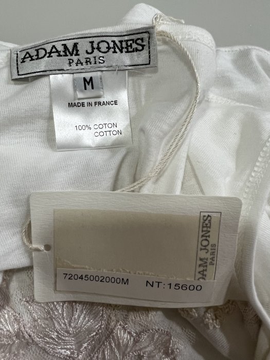 法國高級名品~~ADAM JONES~白前蕾絲壓褶小吊帶背心~原價15600~法國製~全新~超級美