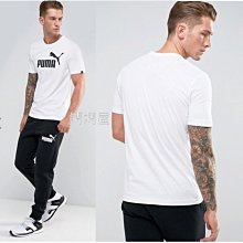 (嫻嫻屋) 英國ASOS-Puma 黑色標誌Logo T-Shirt 白上衣  現貨 L