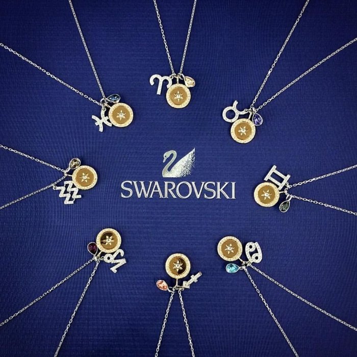 ☆ SWAROVSKI ☆ 美國秋冬新款 ~ Zodiac 鏈墜,  水瓶座, 灰色, 鍍白金色