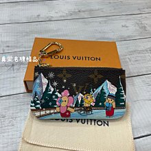 《真愛名牌精品》LV M82620 聖誕系列 Vivienne 滑冰冰橇圖案 一字拉 鑰匙 卡片 零錢包 **全新**代購