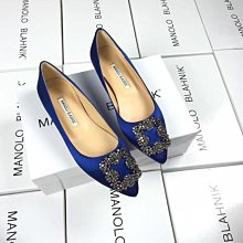 Manolo Blahnik 水晶低跟鞋 藍 37