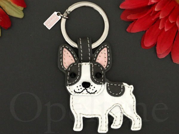 Coach Dog Key Ring 可愛鬥牛犬狗狗真皮鑰匙圈鑰匙環+送防塵袋+禮盒 免運費 愛 Coach包包