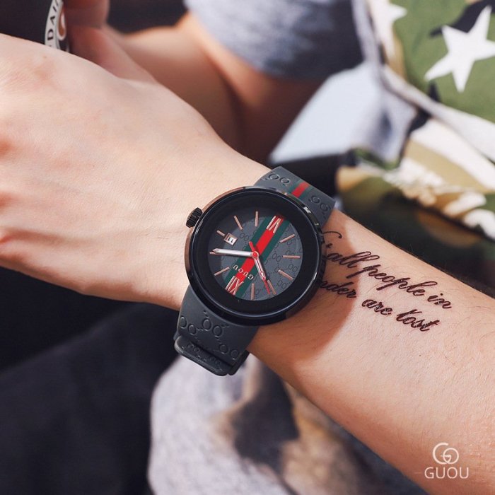 新款手錶女 百搭手錶女GUOU古歐香港女士手錶 個性運動風情侶石英錶 復古小圓錶防水女錶